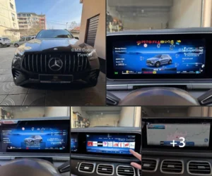Колаж от снимки от процеса по конверсия на Мерцедес GLE53 AMG, както и добавяне на екстри